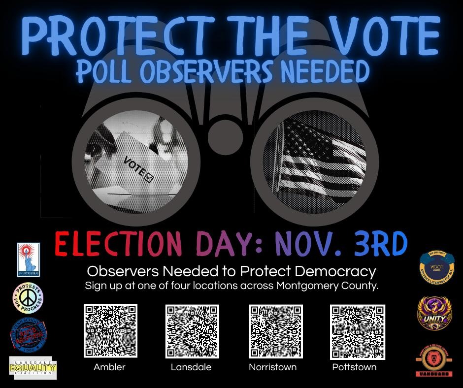 Volunteer to be an ICE Poll Observer in Ambler,  Lansdale, Norristown or Pottstown